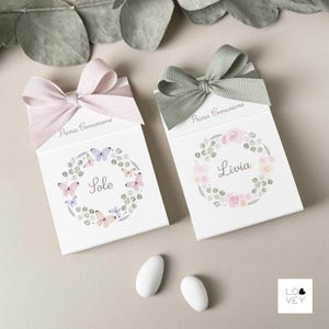 Porta confetti personalizzato Comunione, Cresima, Battesimo, Laurea, Matrimonio, tema floreale, farfalle, Fai da te con videotutorial