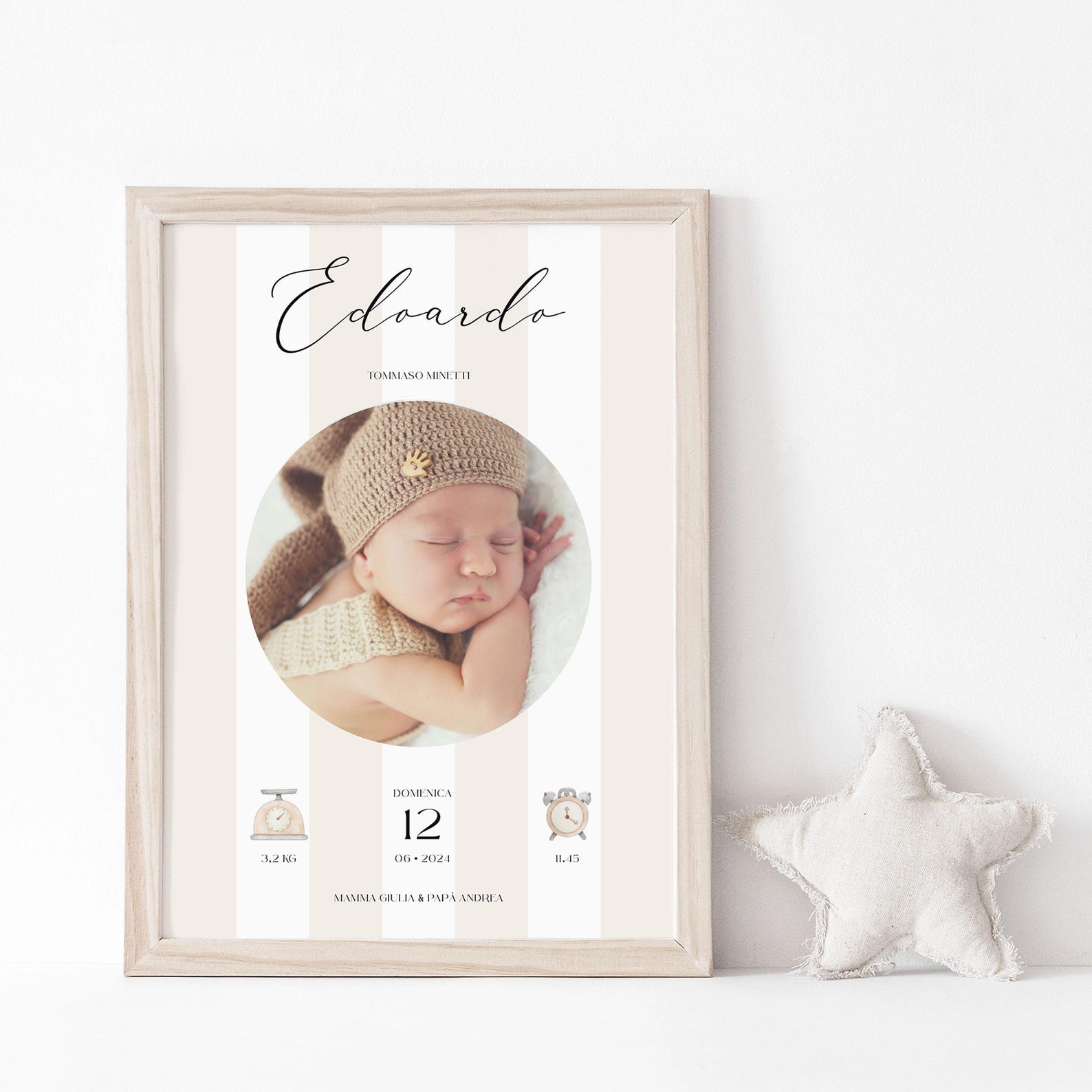 Newborn Personalised Birth Details & Photo Print - Baby Gift New ...