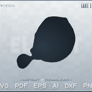 May include: Black and white silhouette of Lake Elbert, a lake in Colorado. The image includes the text "LAKE ELBERT" and "GFY DESIGN".