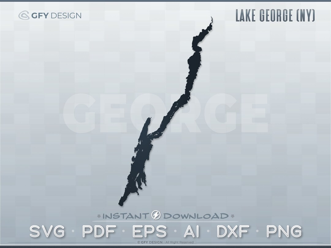 Lake George New York - SVG Digital File Set - NY Vector Outline Map ...