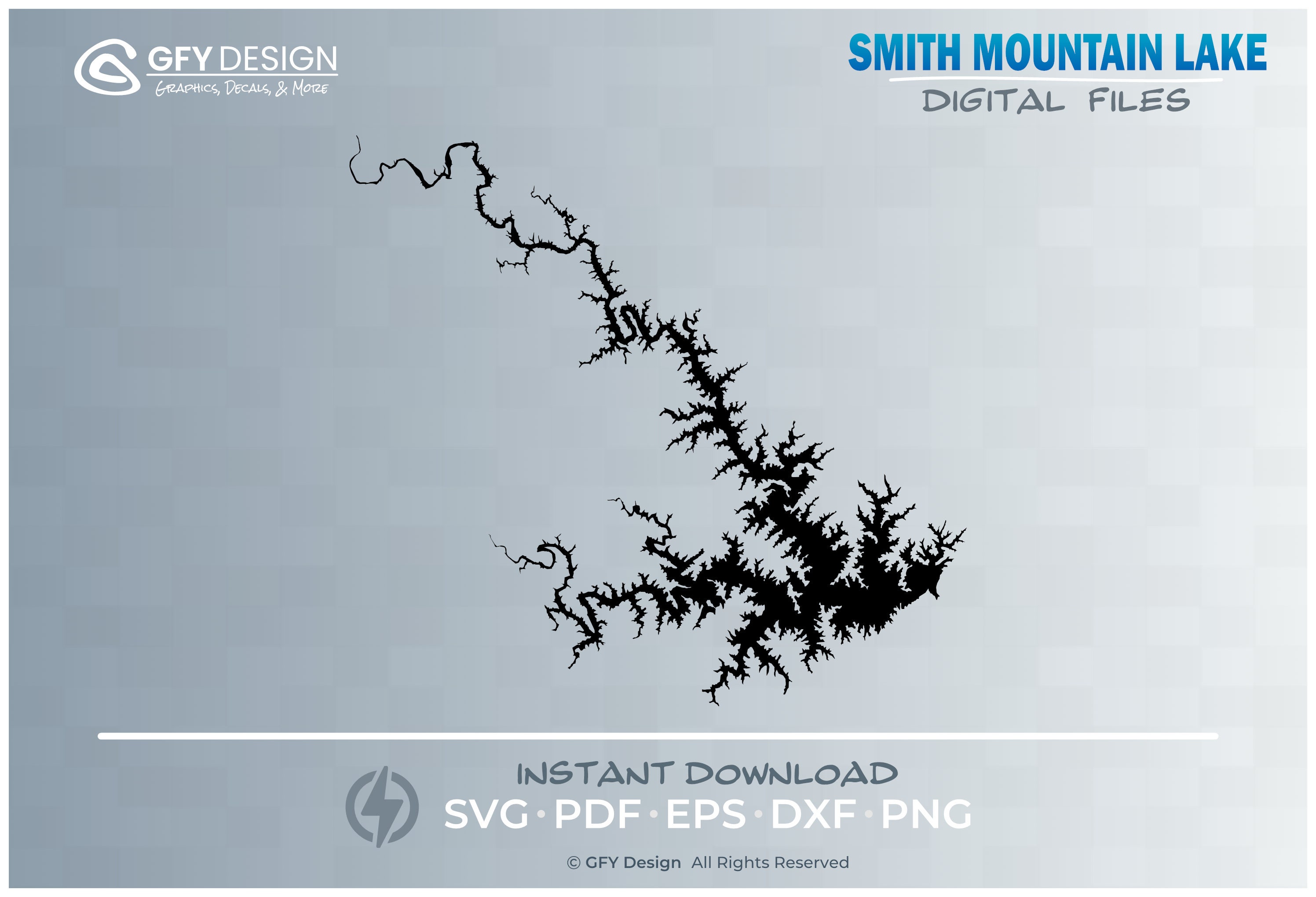 Smith Mountain Lake Vector Graphic Cut File Map Virginia | Etsy