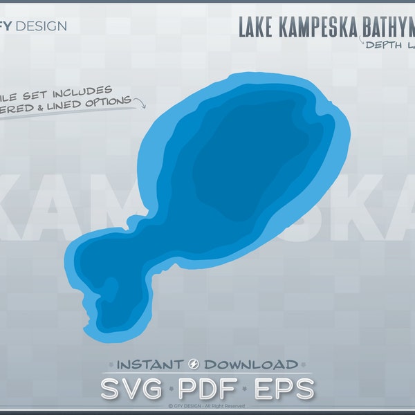 Lake Kampeska with Bathymetric Depth Layers SVG Vector Graphic, South Dakota, Ideal for 3D Printing, Cutting, Engraving, Glowforge, Cricut