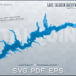 Lake Talquin Bathymetric Depth Layers SVG Vector Graphic, Florida, Ideal for DIY Projects, Laser Printing, Cutting, Engraving, Glowforge