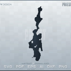 Priest Lake SVG - Digital File Set - Idaho | Vektor-Umriss-Karten-Form; Ideal für DIY, Laser, Glowforge, Cricut, Cut File Projekte