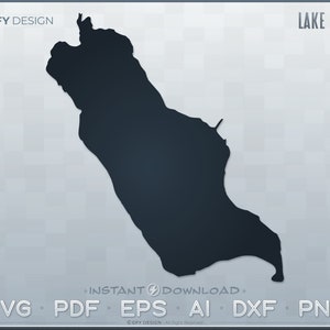 May include: A black and white silhouette of Lake Como, Italy. The image includes the text "GFY DESIGN" and "LAKE COMO".