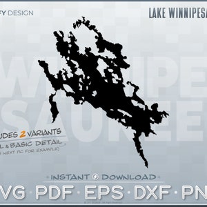 Lake Winnipesaukee - SVG Vektorgrafik Set (New Hampshire, digitale Dateien enthalten SVG PDF Eps Dxf Png Format, Kartenform, geschnittene Datei, Cricut)
