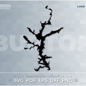 Jezioro Burton - Grafika wektorowa, Plik do cięcia, Mapa, Georgia, Gotowe do druku, Pliki cyfrowe, SVG PDF DXF Eps Png