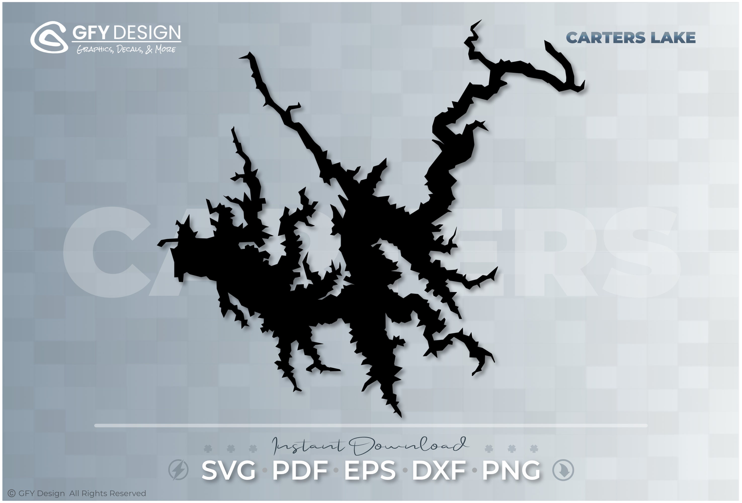 Carters Lake - Vector Graphic, Cut File, Map, Georgia, Print Ready ...
