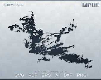 Rainy Lake SVG - Digital File Set - Ontario | Vector Outline Map Shape; Ideal for DIY, Laser, Glowforge, Cricut, Cut File Projects