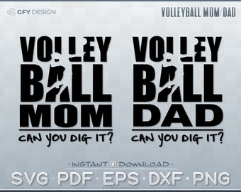 Volleyball Mom & Dad SVG Vector Graphic Files, Cut File, Print Ready, Digital File, Instant Download with Commercial License