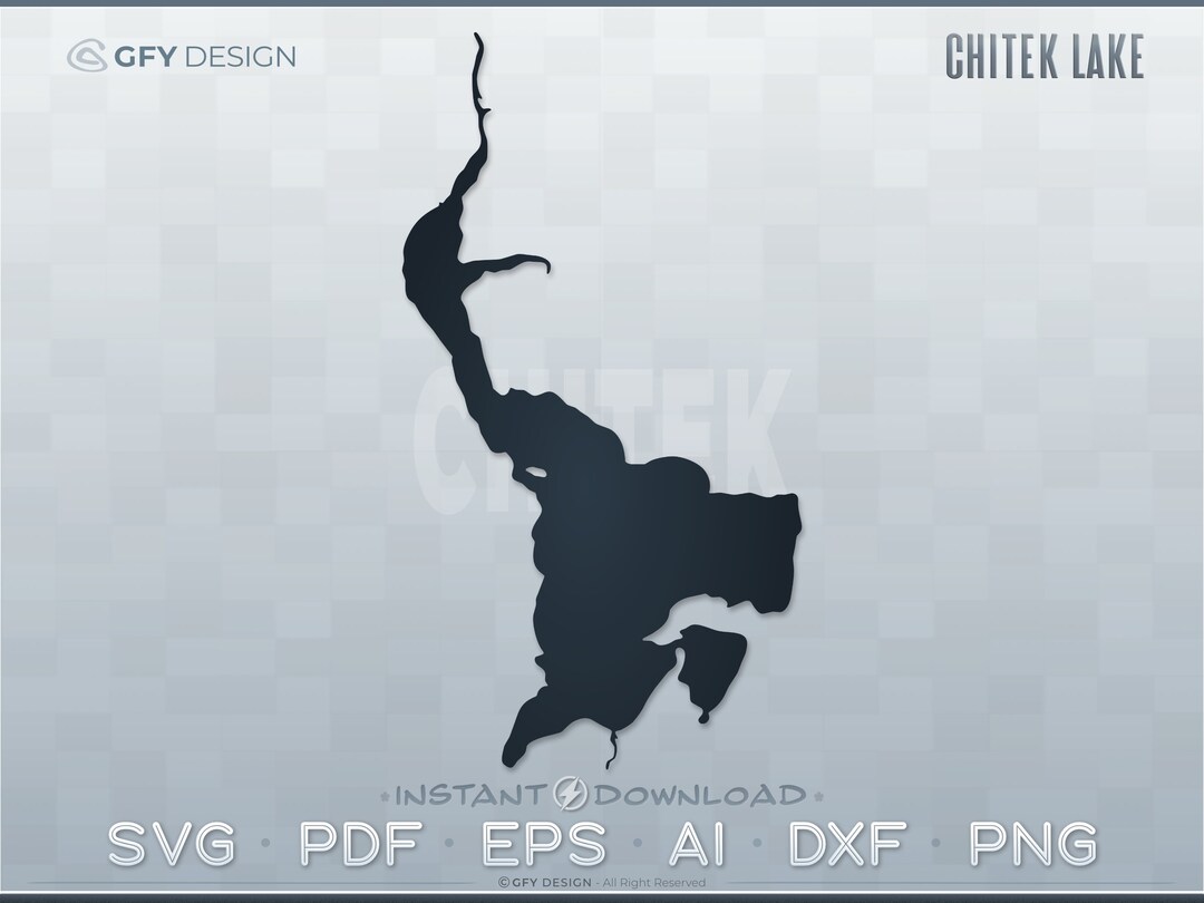 Chitek Lake SVG Digital File Set Saskatchewan Vector Outline Map Shape