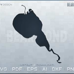 Bear Pond SVG - Digital filuppsättning - Maine | Vektorkonturkartaform; Perfekt för DIY, Laser, Glowforge, Cricut, Cut-filprojekt