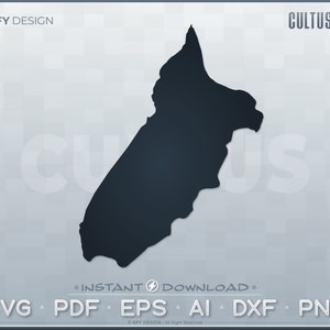 Puede incluir: Una silueta negra del lago Cultus, un lago en el estado de Washington. La imagen está sobre un fondo gris con el texto "GFY DESIGN" y "INSTANT DOWNLOAD" en las esquinas inferiores izquierda y derecha, respectivamente. El texto "SVG PDF EPS AI DXF PNG" está en el centro inferior.