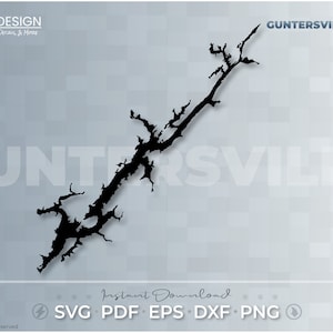 Guntersville Lake - Vektor-Grafik, geschnitten Datei, Karte, Alabama, Druck bereit, digitale Dateien, SVG PDF DXF Eps Png