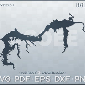 Può includere: Una silhouette in bianco e nero del lago Ocoee, un lago nel Tennessee. L'immagine include il testo "Lake Ocoee" e "GFY DESIGN".