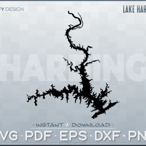 Lake Harding - Gráfico vectorial SVG (Georgia, Alabama, Forma de mapa, Archivo cortado, Descarga instantánea, Archivos digitales PDF EPS Dxf Png, Cricut)