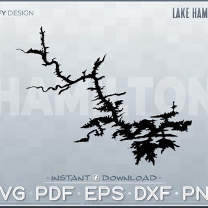 Lac Hamilton - Vector Graphic SVG (Arkansas, Hot Springs, Map Shape, Cut File, Instant Download, Digital Files PDF EPS Dxf Png)