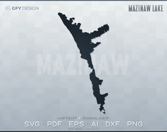Mazinaw Lake SVG - Digital File Set - Ontario | Vector Outline Map Shape; Ideal for DIY, Laser, Glowforge, Cricut, Cut File Projects