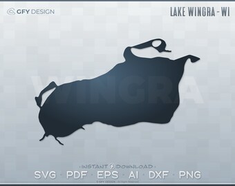 Lake Wingra, Wisconsin - SVG - Digital File Set | Vector Outline Map Shape Graphic; for Laser, Glowforge, Cricut, Cut File Projects - WI