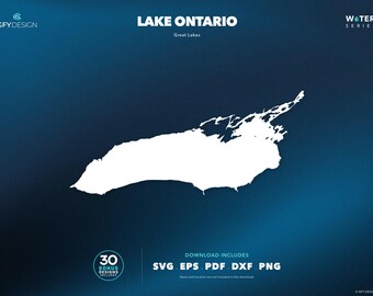 Mapa SVG de los Grandes Lagos del Lago Ontario: Archivos vectoriales para letreros, calcomanías, corte e impresión.
