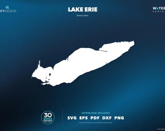 Mapa SVG de los Grandes Lagos del Lago Erie: Archivos vectoriales para letreros, calcomanías, corte e impresión.