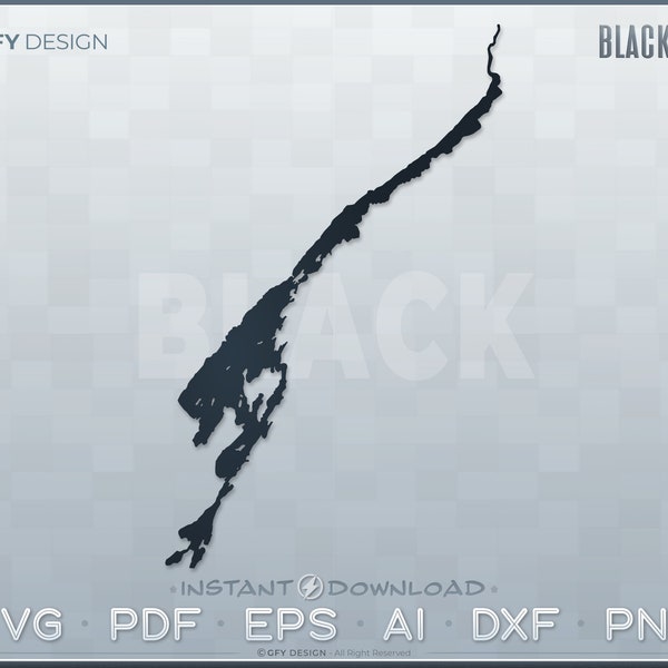 Black Lake SVG - Digital File Set - New York | Vector Outline Map Shape; Ideal for DIY, Laser, Glowforge, Cricut, Cut File Projects
