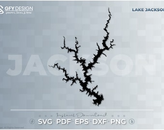 Lake Jackson - Vector Graphic, Georgia, Reservoir, Map, Cut File, Print Ready, Digital Files, SVG PDF DXF Eps Png