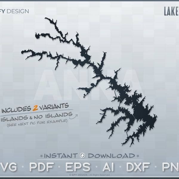 Lake Anna SVG - Digital File Set - Virginia VA | Vector Outline Map Shape; Ideal for DIY, Laser, Glowforge, Cricut, Cut File Projects