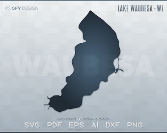 Lake Waubesa, Wisconsin - SVG - Digital File Set | Vector Outline Map Shape; Ideal for DIY, Laser, Glowforge, Cricut, Cut File Projects - WI