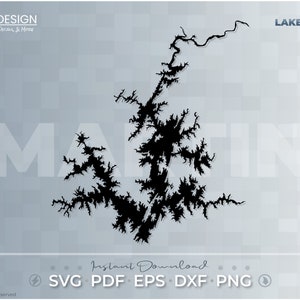 Lake Martin - Vektorgrafik, ausgeschnittene Datei, Karte, druckfertig, Alabama, digitale Dateien, SVG PDF DXF Eps Png