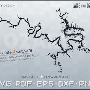 Lago dos Ozarks - gráfico vetorial SVG, arquivo cortado, mapa, Missouri, arquivo digital, download instantâneo, projeto DIY, Cricut, Glowforge, Laser, CNC