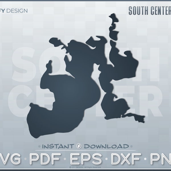 South Center Lake SVG Vector Graphic - Minnesota - Ideal for Decals, Apparel, 3D Laser Cutting, Glowforge, CNC, Cricut, Map Print Projects