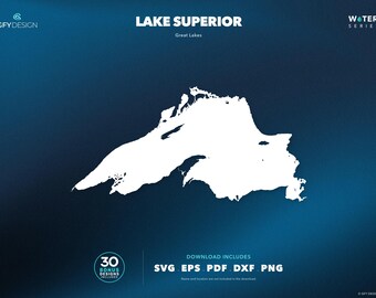 Mapa SVG de los Grandes Lagos del Lago Superior: Archivos vectoriales para letreros, calcomanías, corte e impresión.
