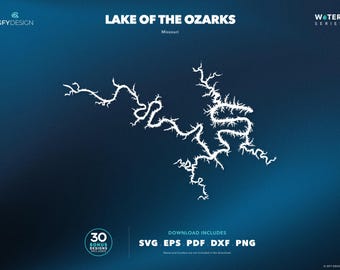 Mapa SVG del lago de los Ozarks, Missouri: archivos vectoriales para letreros, calcomanías y corte.