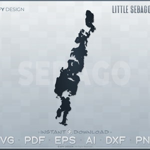 Little Sebago Lake SVG - Digital File Set - Maine | Vector Outline Map Shape; Ideal for DIY, Laser, Glowforge, Cricut, Cut File Projects