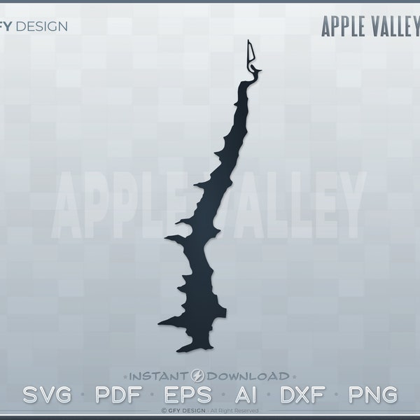 Apple Valley Lake SVG - Digital File Set - Ohio | Vector Outline Map Shape; Ideal for DIY, Laser, Glowforge, Cricut, Cut File Projects