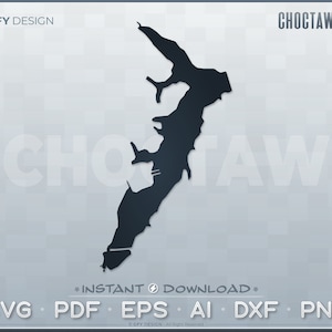 Choctaw Lake SVG - デジタル ファイル セット | オハイオ州 OH; シングル レイヤー ベクター アウトライン シェイプ; DIY、レーザー、Glowforge、Cricut、カット ファイル プロジェクトに最適