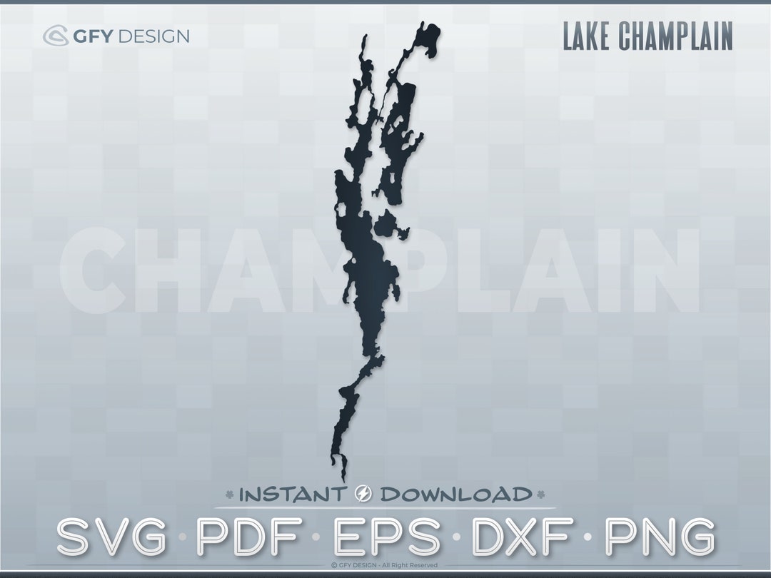 Lake Champlain SVG Vector Graphic Vermont Ideal for DIY Projects