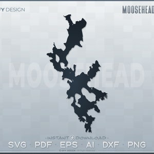 Moosehead Lake SVG - Digital File Set - Maine | Vector Outline Map Shape; Ideal for DIY, Laser, Glowforge, Cricut, Cut File Projects