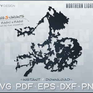 Northern Light Lake - Digital File Set - Ontario Canada; Single Layer SVG Vector Outline Shape; DIY, Laser, Glowforge, Cricut, Cut File