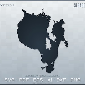 Sebago Lake SVG - Digital File Set - Maine | Vector Outline Map Shape; Ideal for DIY, Laser, Glowforge, Cricut, Cut File Projects