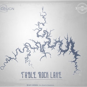 Table Rock Lake - SVG-Vektorgrafik - Missouri Lakes, Schnittdatei, Karte, digitale Datei, Sofort Download, Cricut, Glowforge, Laser, CNC