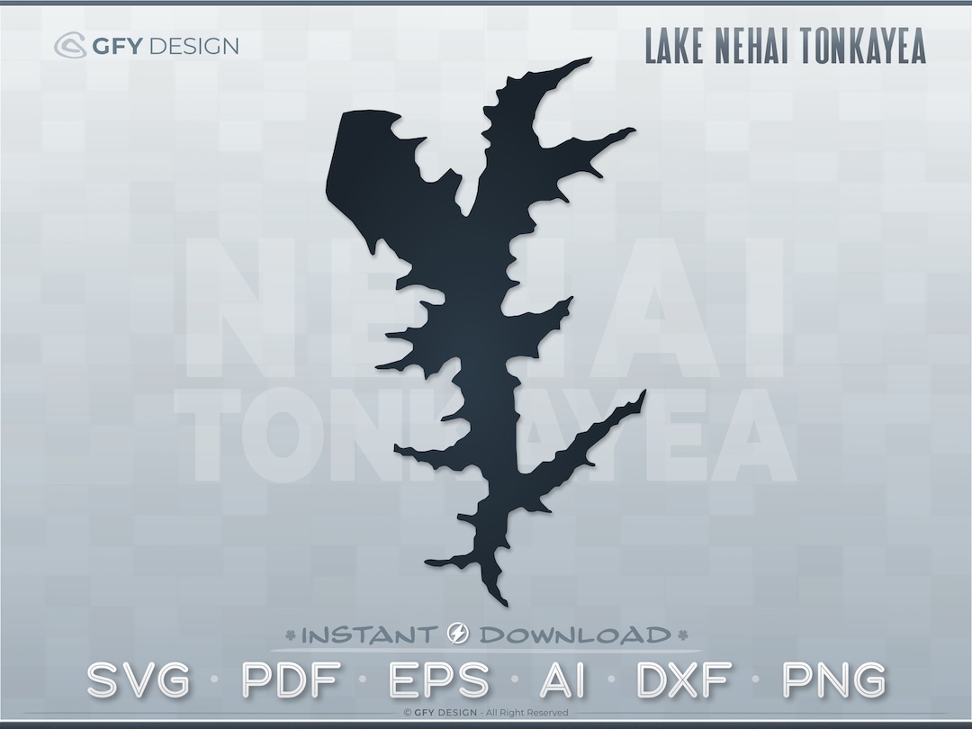 Lake Nehai Tonkayea SVG Digital File Set Missouri Vector Outline Map