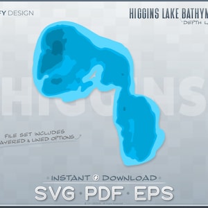 Higgins Lake Depth Layers (Bathymetry) Michigan - SVG Vector Graphics