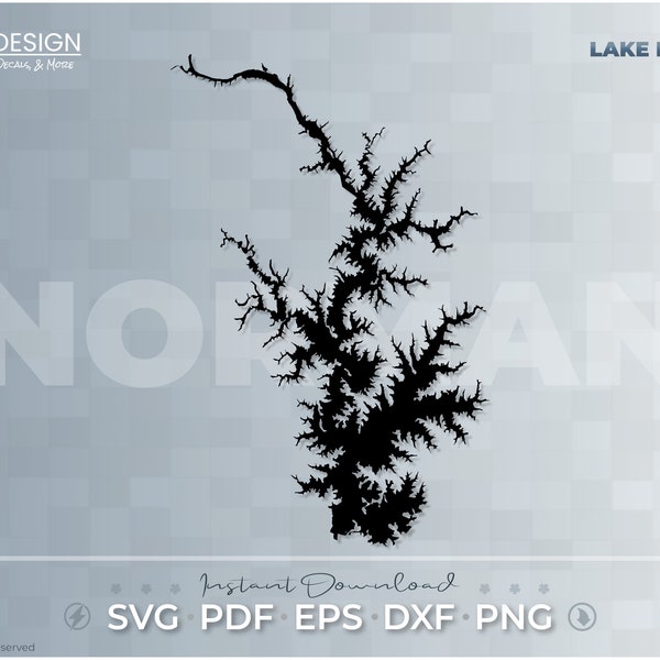 Lake Norman - Vector Graphic, Cut File, Map, Print Ready, Digital File, SVG PDF DXF Eps Png  Inland Sea, North Carolina