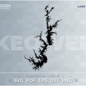 Lake Keowee - Vector Graphic, Cut File, Map, Print Ready, South Carolina, Digital Files, SVG PDF DXF Eps Png