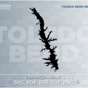 Toledo Bend Reservoir - Vector Graphic, Cut File, Virginia, Map, Lake, Print Ready, Digital Files, SVG PDF DXF Eps Png