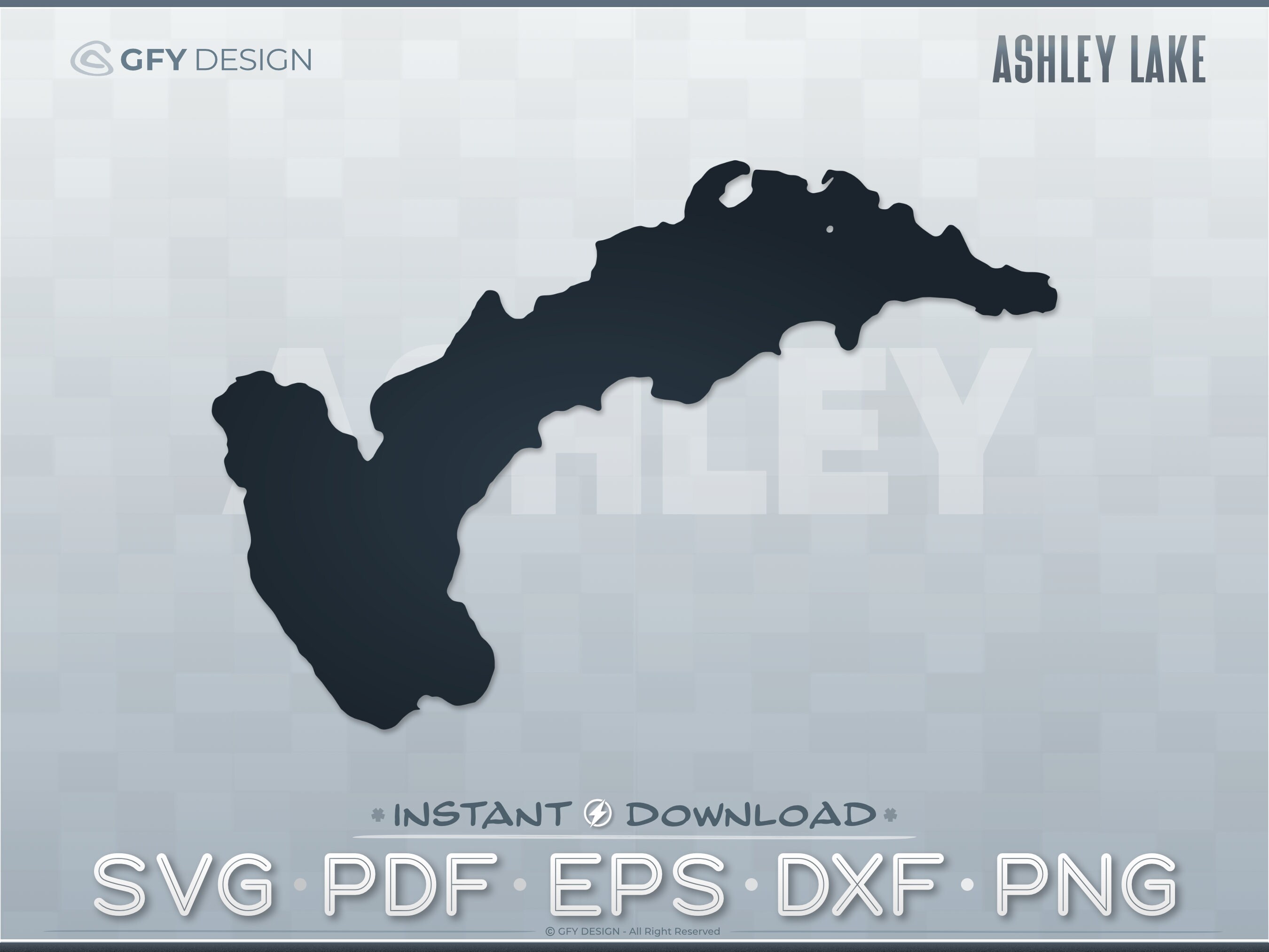 Ashley Lake - Digital File Set - Montana MT; Single Layer, SVG Vector Outline Shape; DIY, 3D Laser, Glowforge, Cricut, Cut File Ready