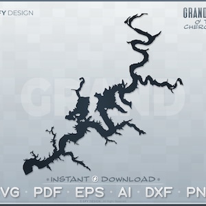 Conjunto de arquivos digitais SVG Grand Lake O' the Cherokees - Oklahoma; Forma de mapa vetorial; Ideal para projetos de DIY, Laser 3D, Glowforge, Cricut, Cut File