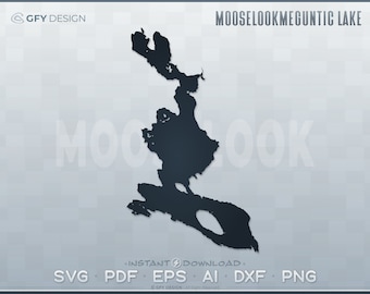 Mooselookmeguntic Lake SVG - Digital File Set - Maine | Vector Outline Map Shape; Ideal for DIY, Laser, Glowforge, Cricut, Cut File Projects